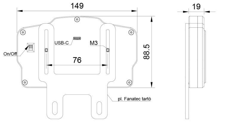 Evo Display 5.0 Pro szimulátor kijelző méretei