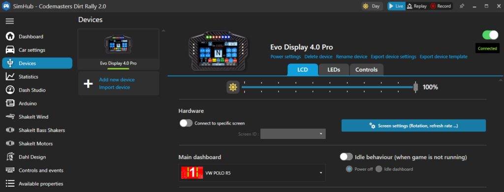 Evo Display 4.0 Pro SimHub eszköz